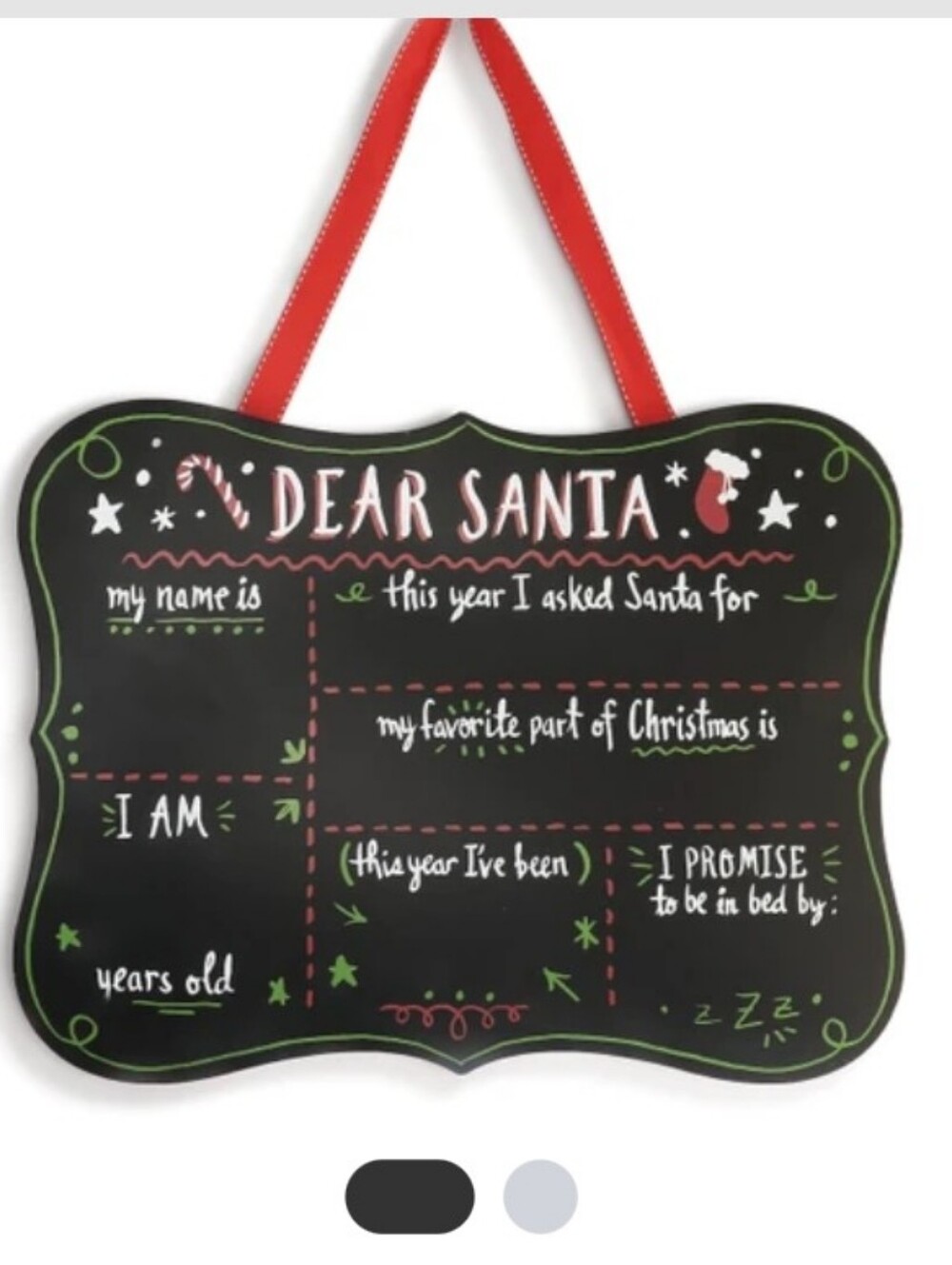 Demdaco Dear Santa Chalkboard Sign Black and Red
